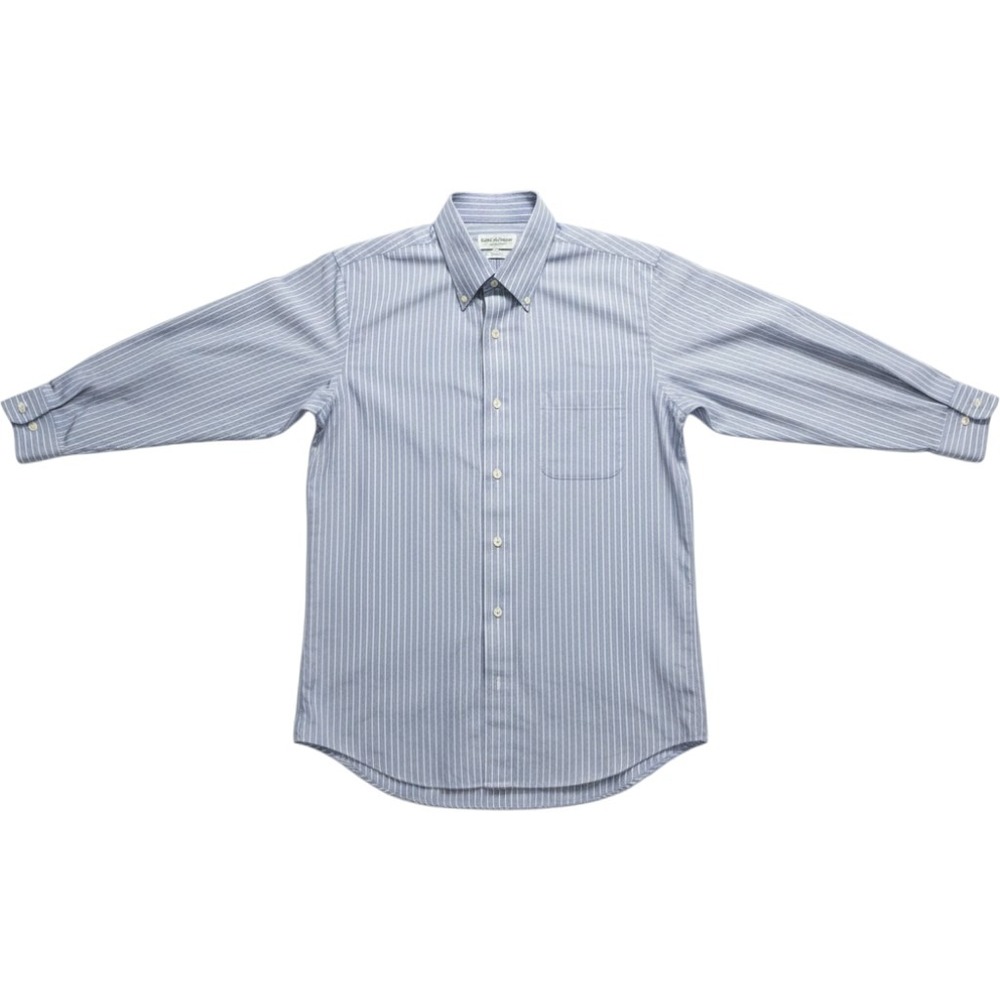 Brooks Brothers Milano Dress Shirt 16.5 37 Blue Stripe Non-Iron Supima Cotton